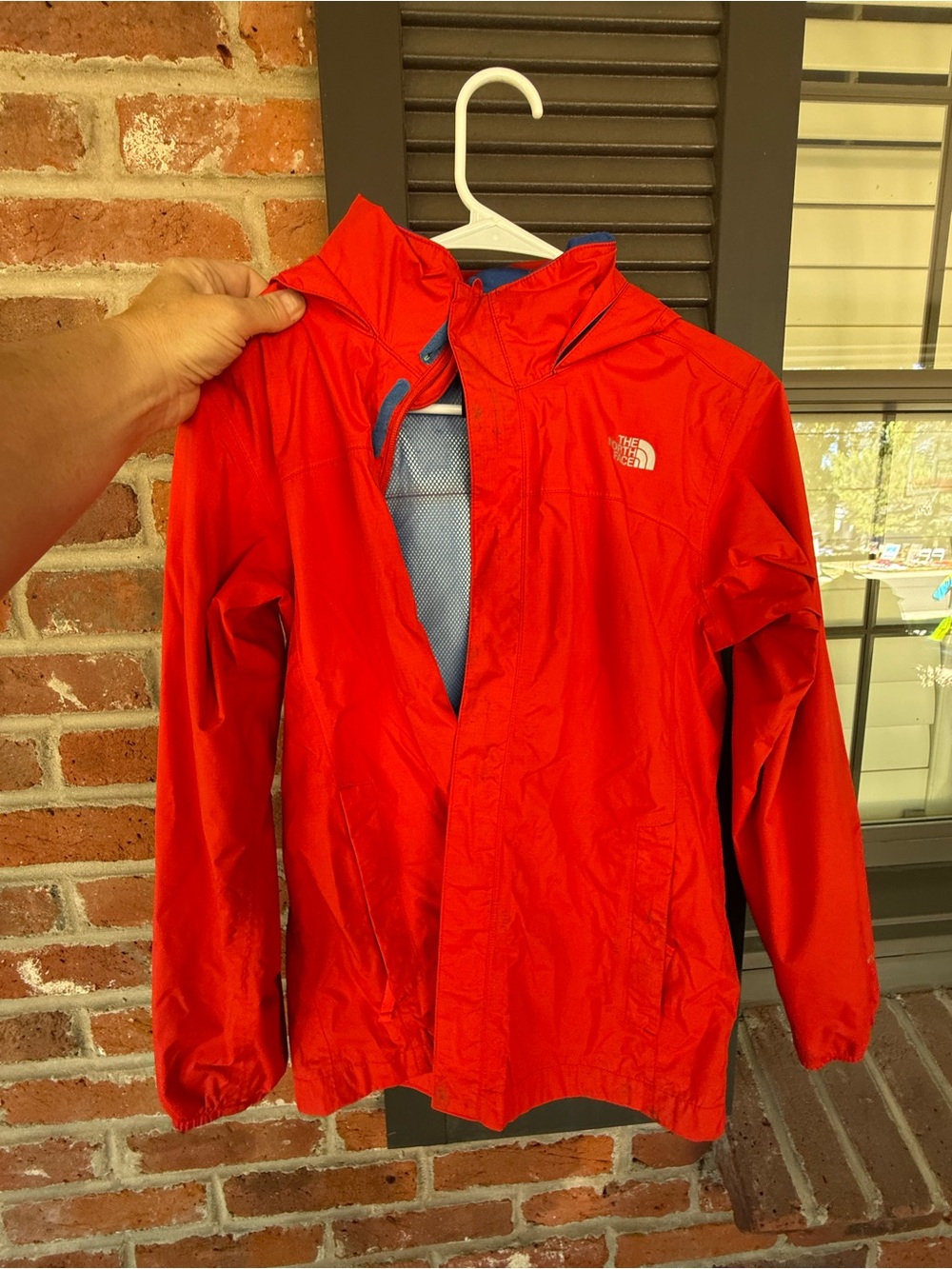 The North Face Kids Red Packable Raincoat with Hood